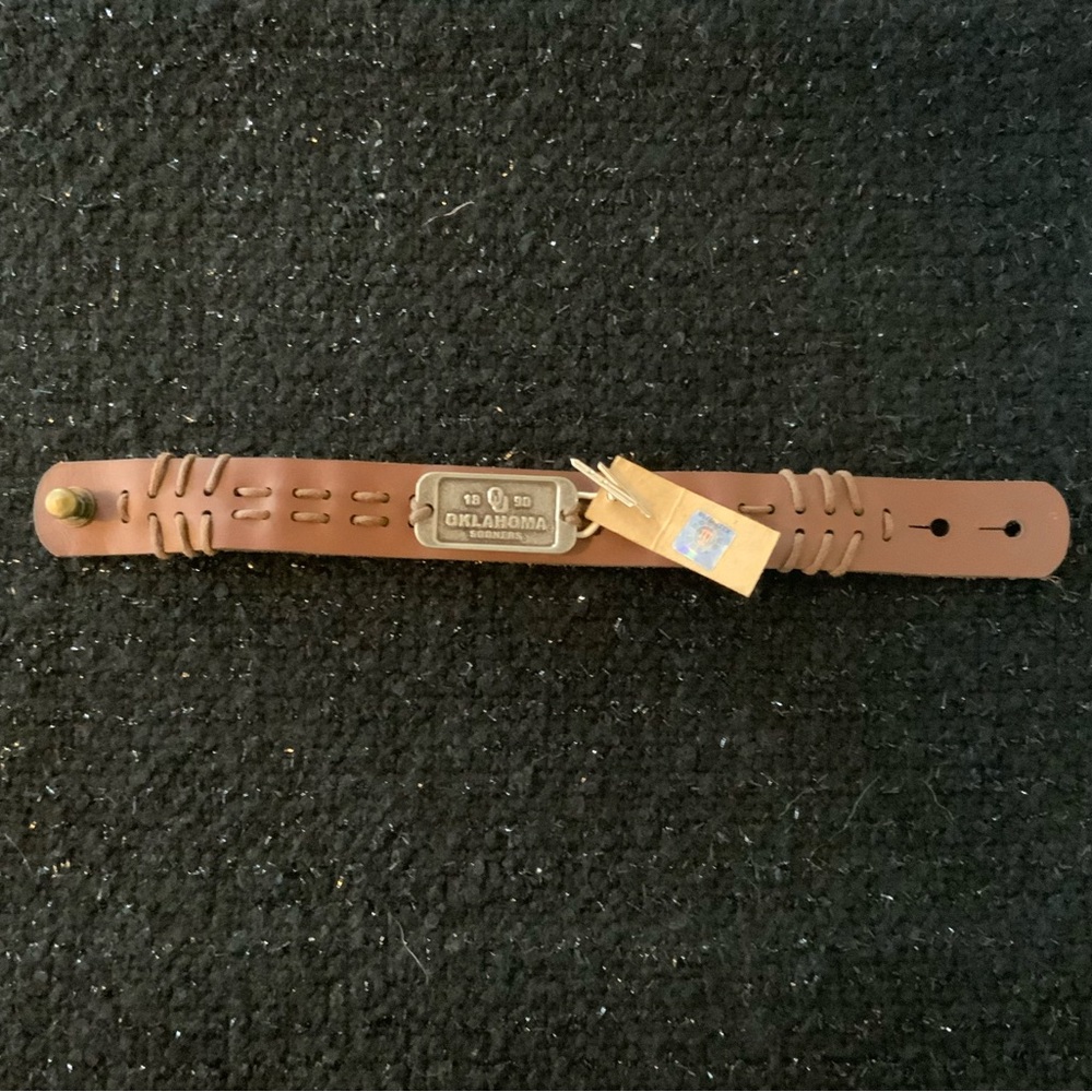 Oklahoma Sooners Brown Leather Bracelet
